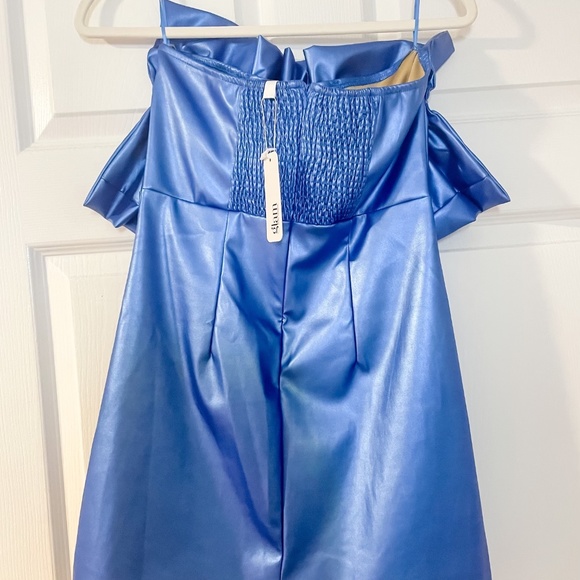 Metallic Blue Ruffle Top Dress - Picture 5 of 5